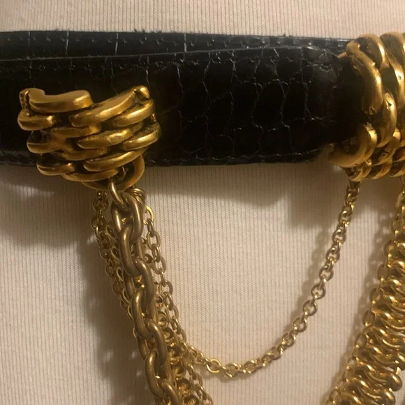 RARE 80’s FAHRENHEIT NEW YORK CONNIE BATES GOLD CHAINS AND CROC BELT - Picture 3 of 15